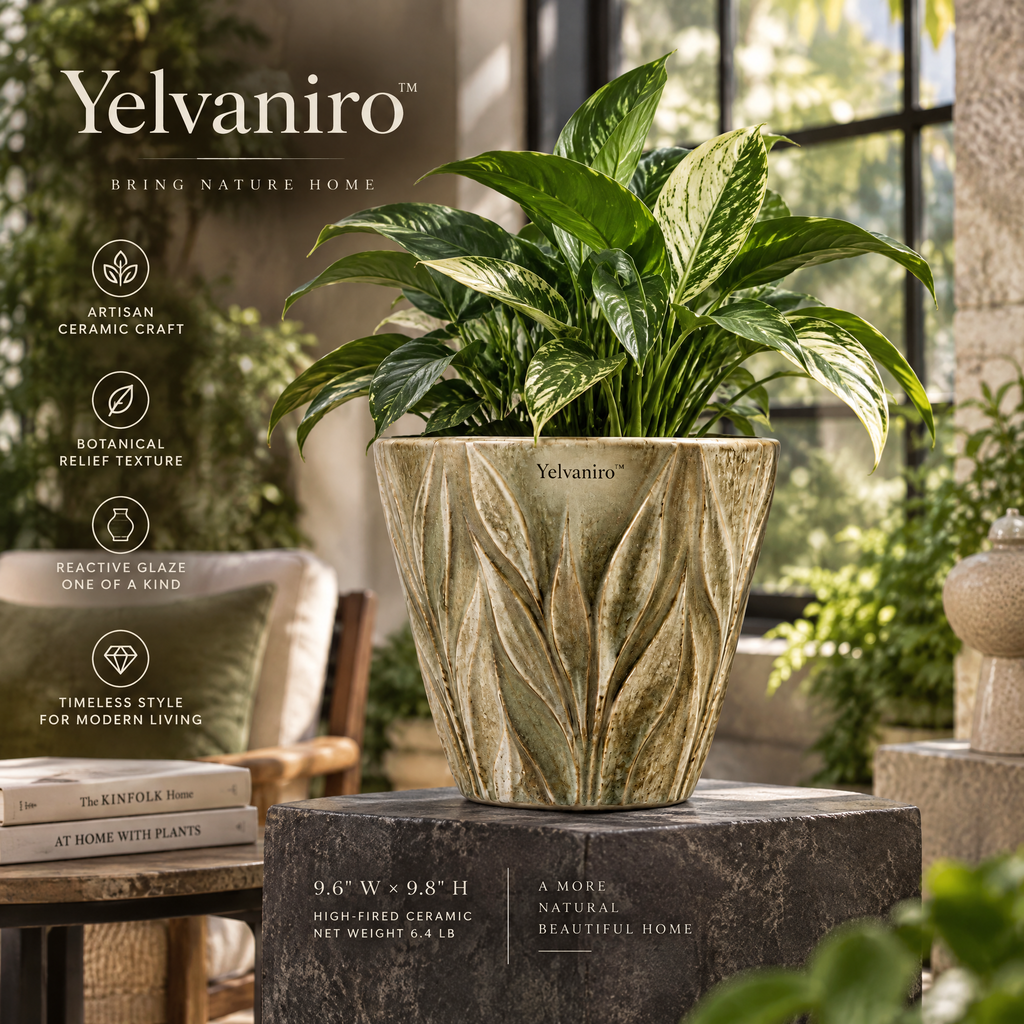 Yelvaniro™ Textured Botanical Accent Pot