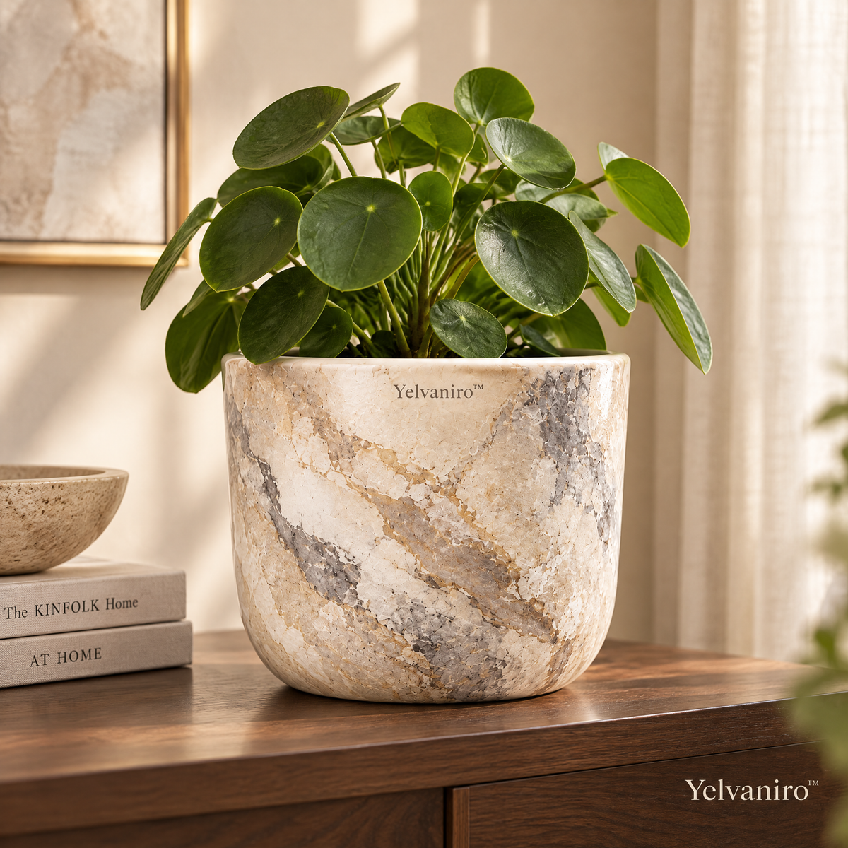 Yelvaniro™ Marble Texture Indoor Plant Pot