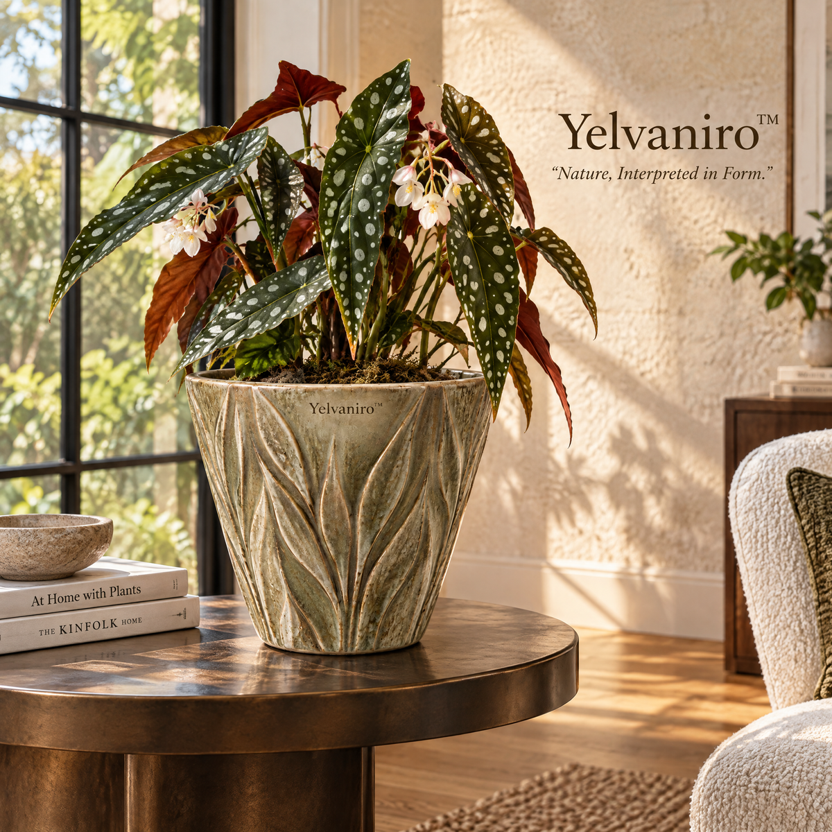 Yelvaniro™ Textured Botanical Accent Pot