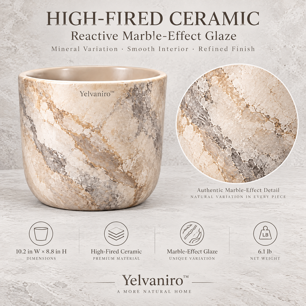 Yelvaniro™ Marble Texture Indoor Plant Pot