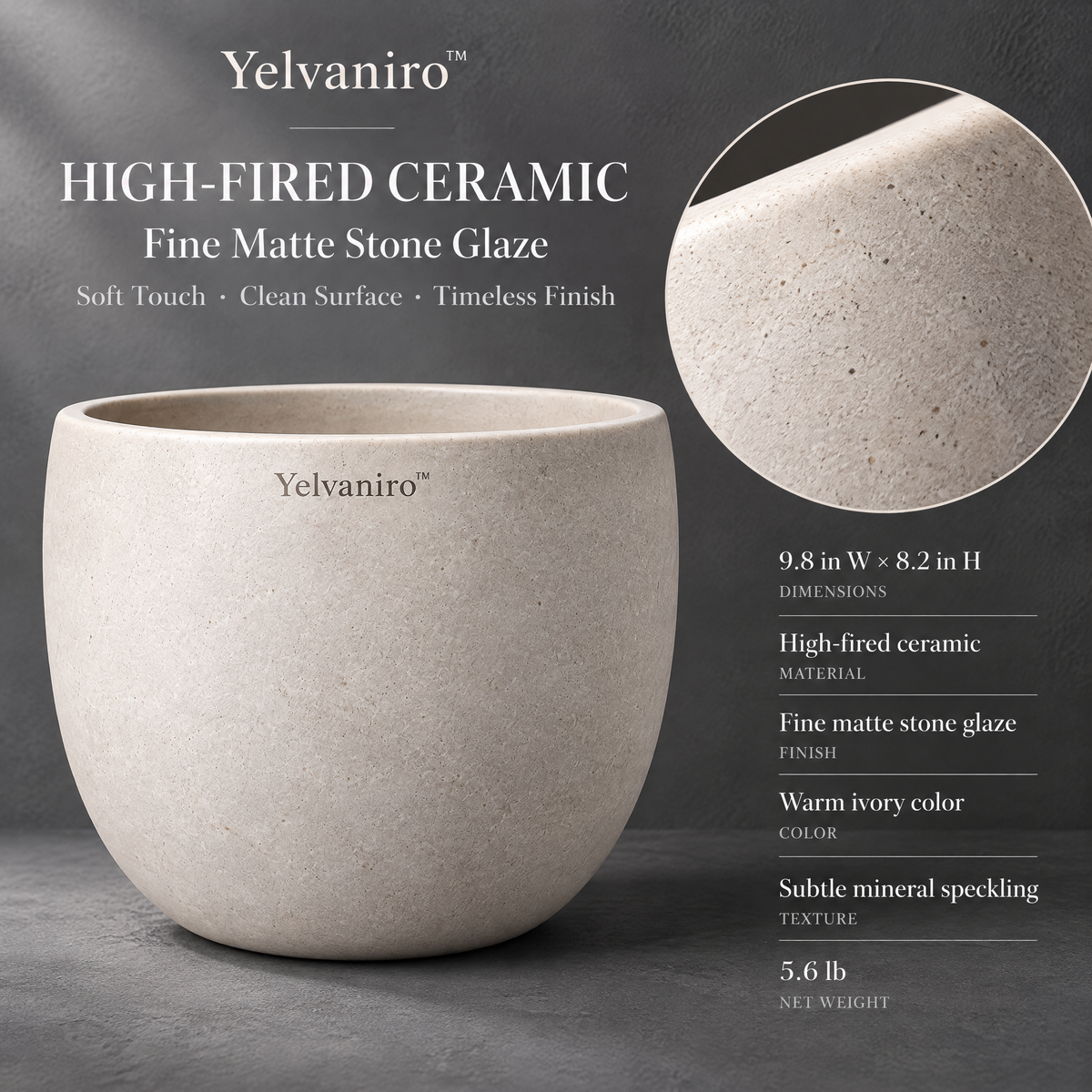 Yelvaniro™ Minimal Round Decorative Pot