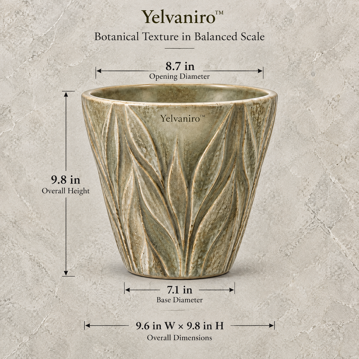 Yelvaniro™ Textured Botanical Accent Pot