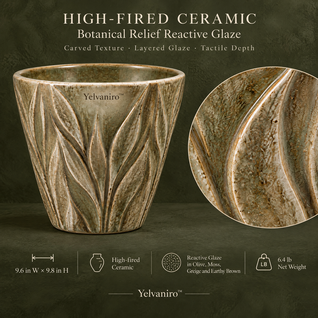 Yelvaniro™ Textured Botanical Accent Pot